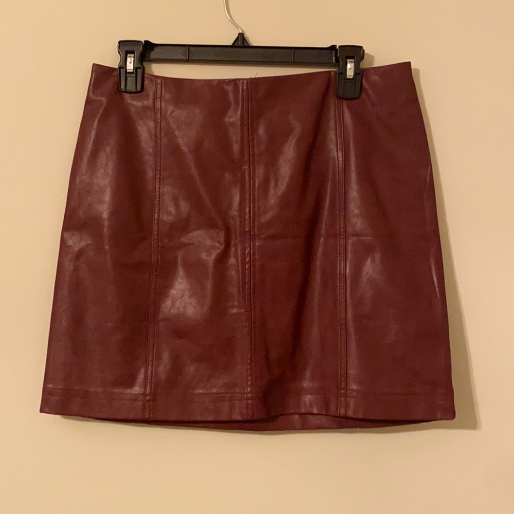Crimson Leather Skirt